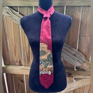 Vintage Robert Talbott Maroon Silk Tie For Parisian 59.5”L